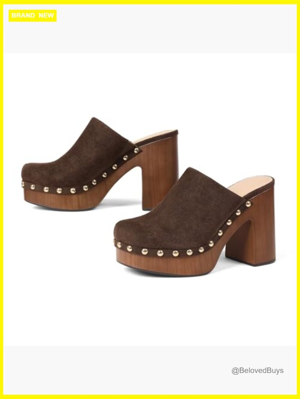 Chunky Platform Clogs Mules Rivet Studded Heels Slip On Sandals - Picture 7 of 7